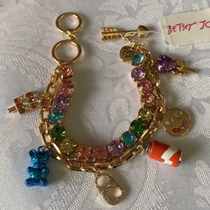 NEW Betsey Johnson Candy Metallic Blue Gummy Bear Charm Sugar Rush Bracelet